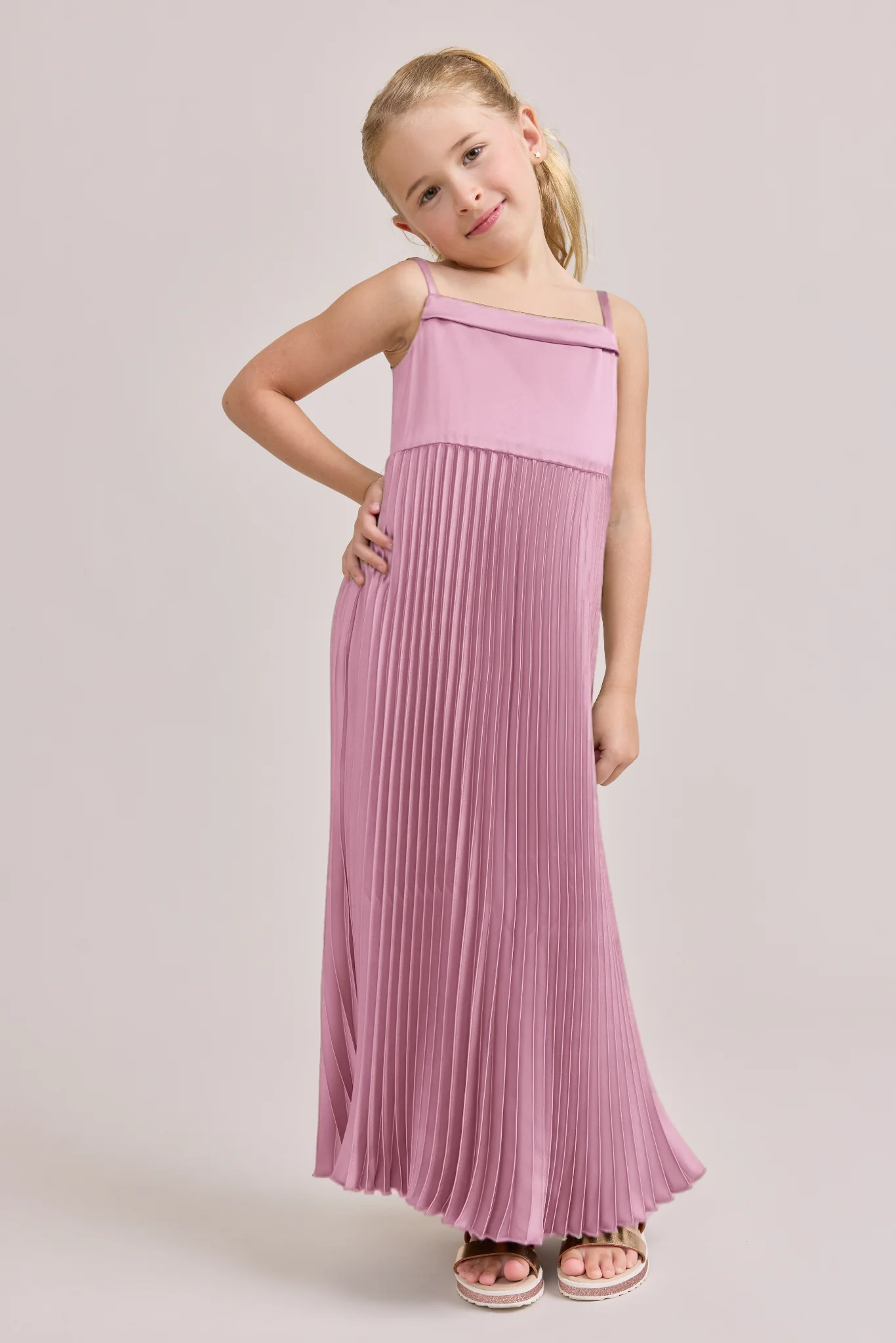 Kids Saylor Satin Pleated Dress | Made To Order - Image 30
