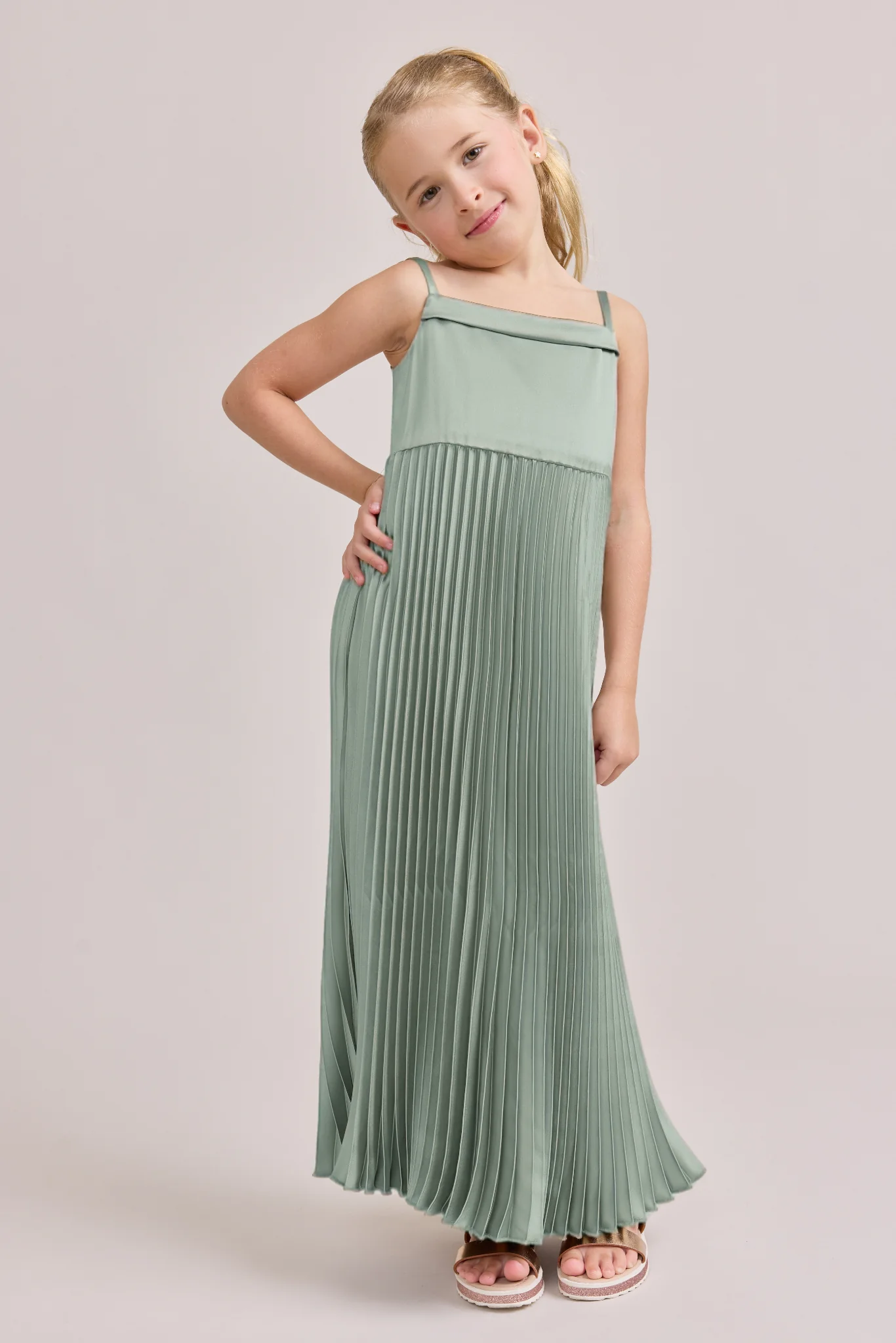 Kids Saylor Satin Pleated Dress | Made To Order - Image 45
