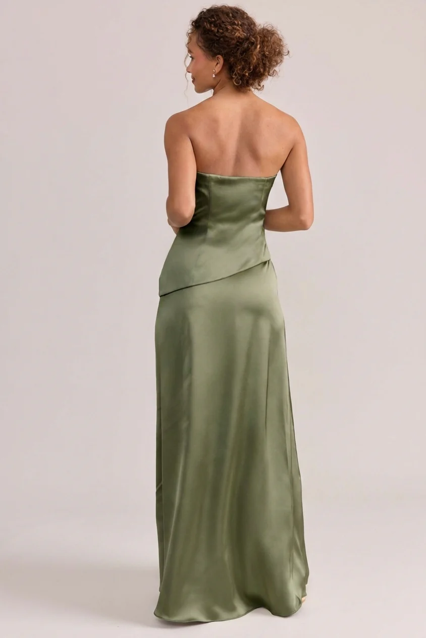 Lennox Satin Dress | Ready To Ship | Moss - Image 2