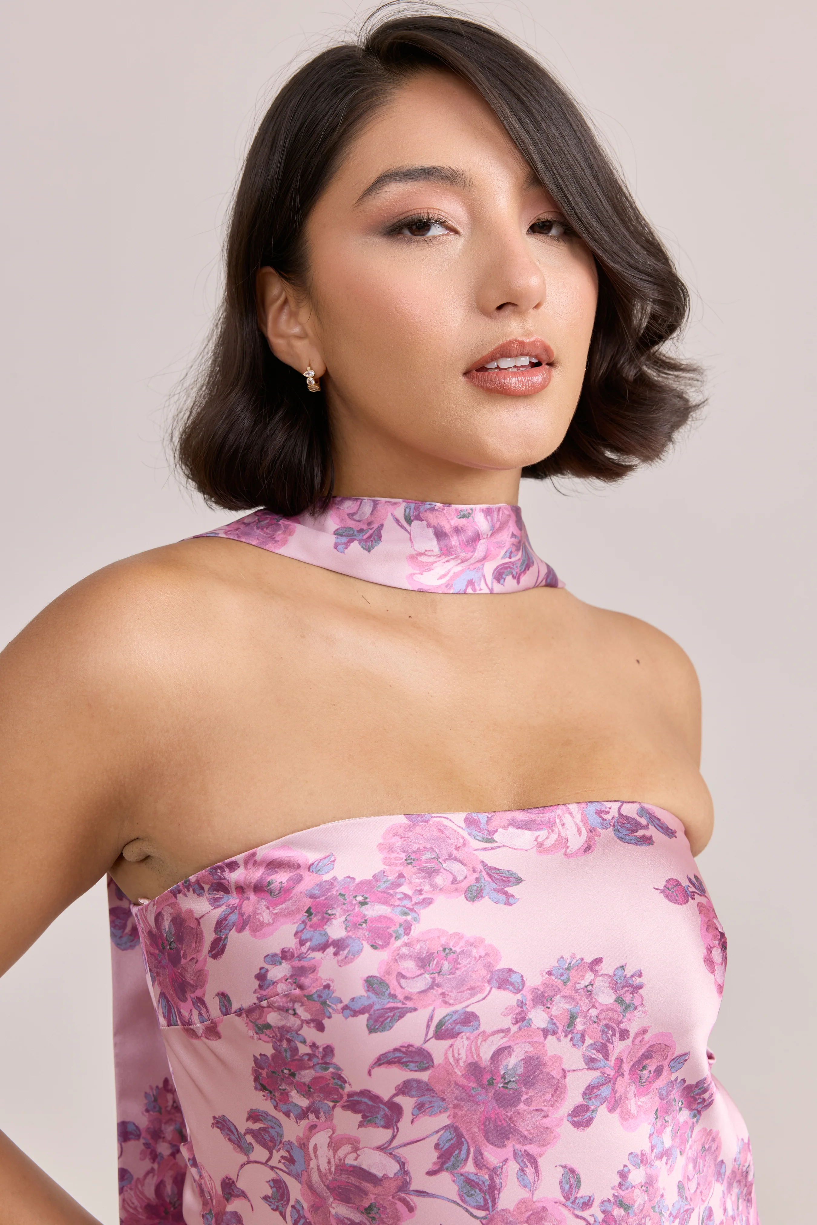 Leo Satin Floral Print Dress | Made To Order - Image 13