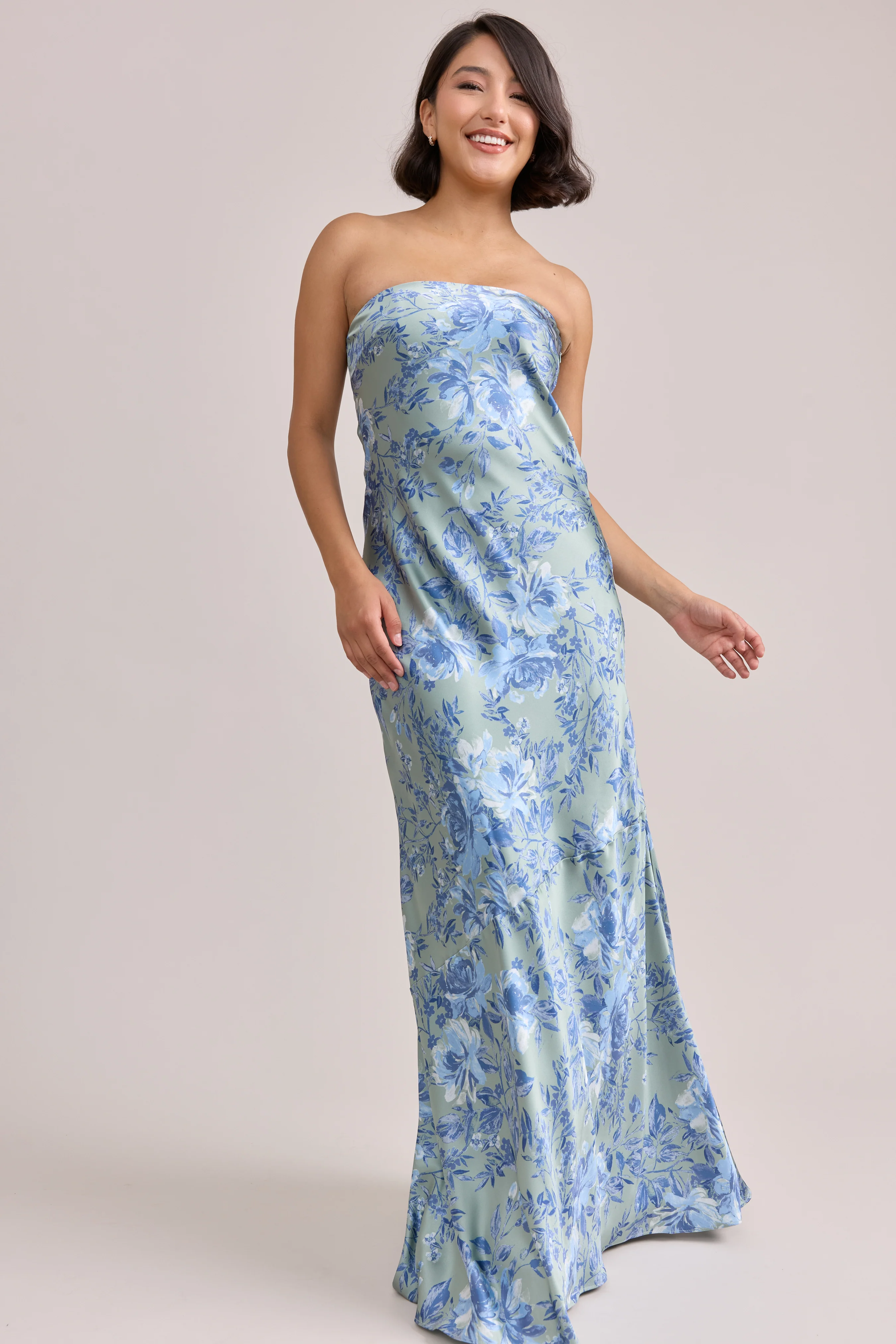 Leo Satin Floral Print Dress | Made To Order - Image 20