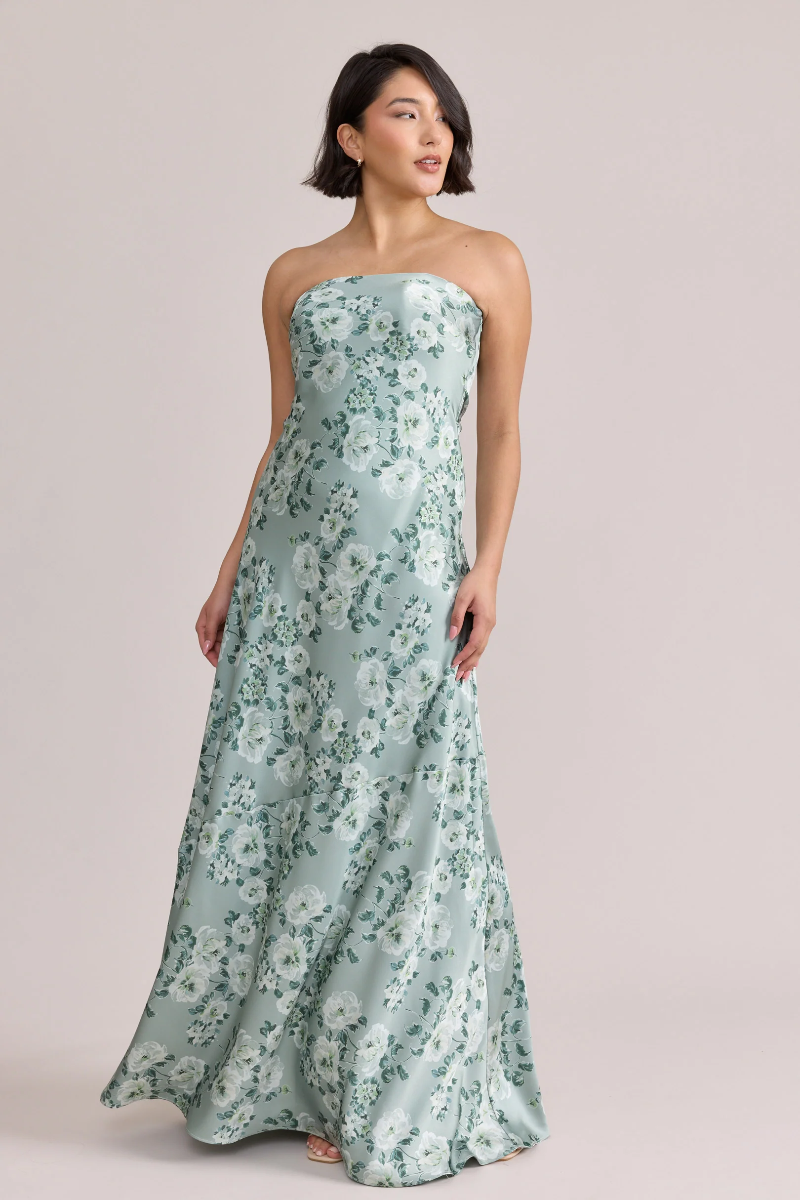 Leo Satin Floral Print Dress | Made To Order - Image 37
