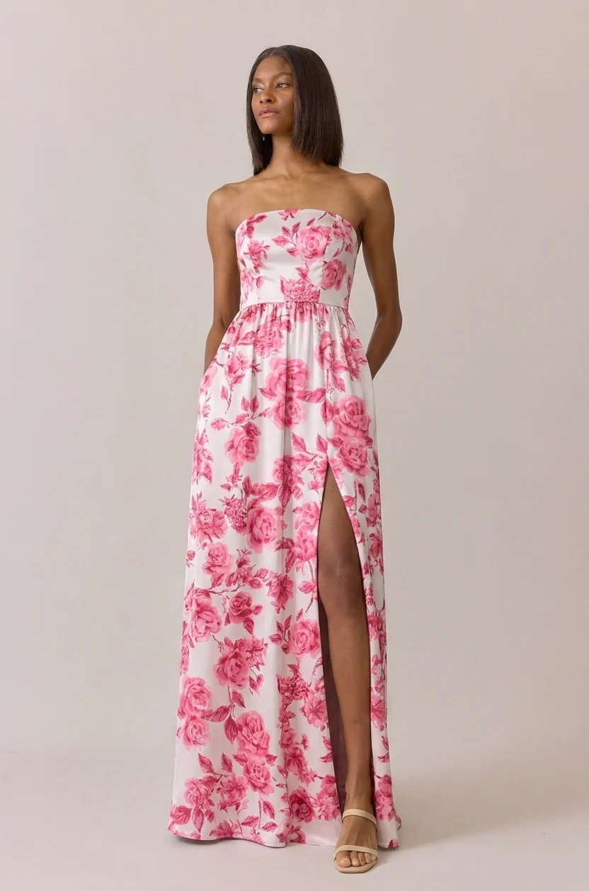 Maren Satin Floral Print Dress | Made To Order - Image 10