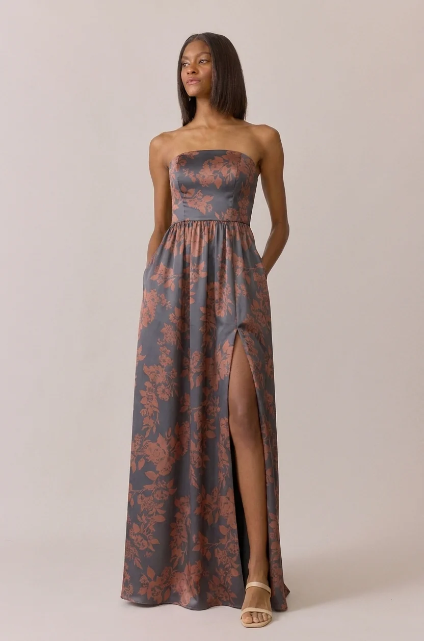 Maren Satin Floral Print Dress | Made To Order - Image 12