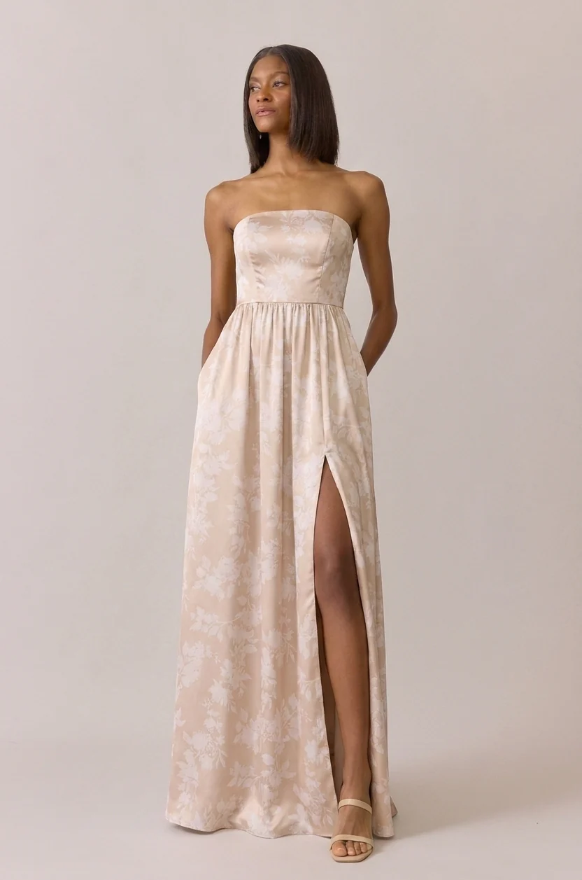 Maren Satin Floral Print Dress | Made To Order - Image 13