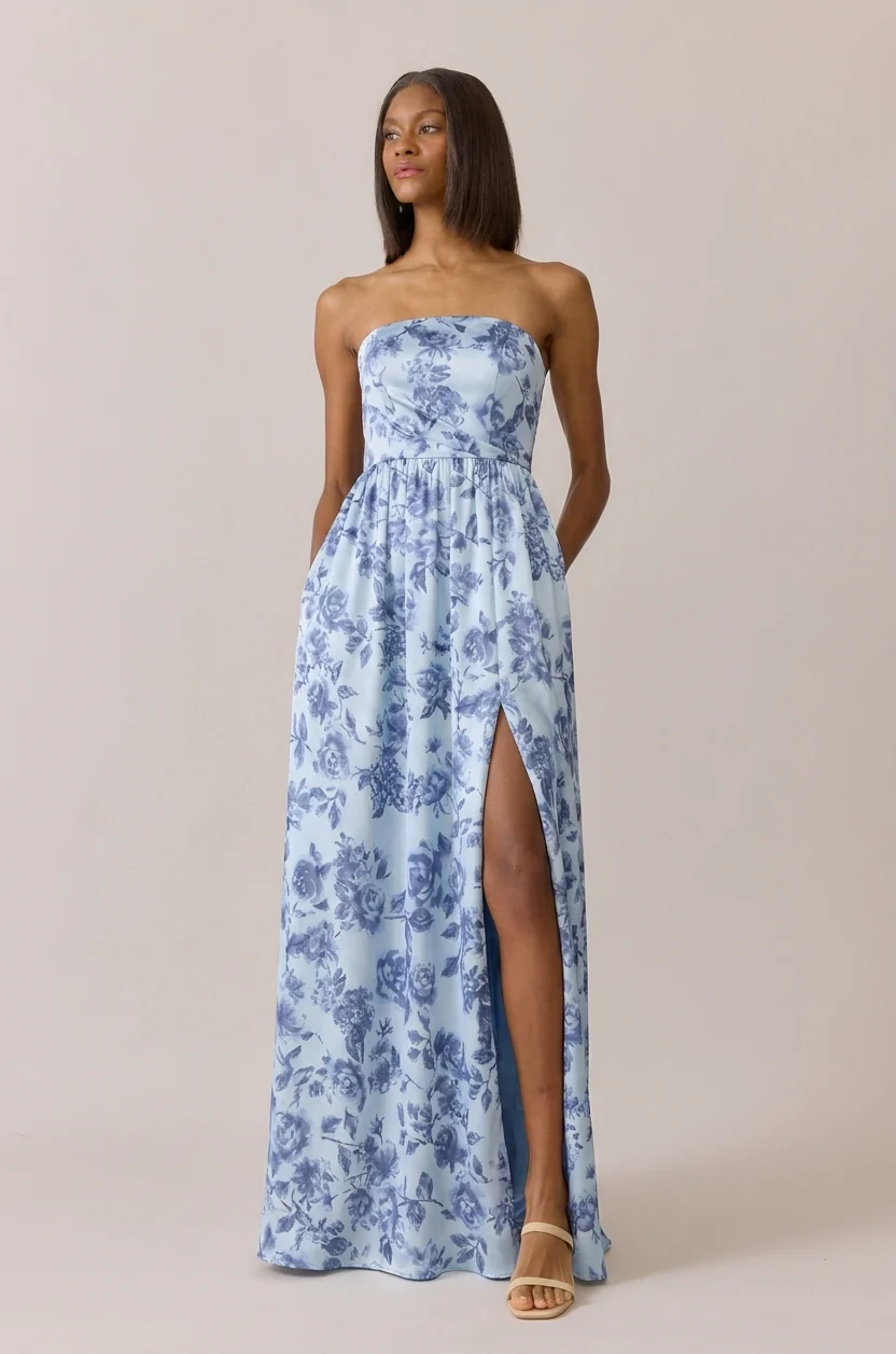 Maren Satin Floral Print Dress | Made To Order - Image 15