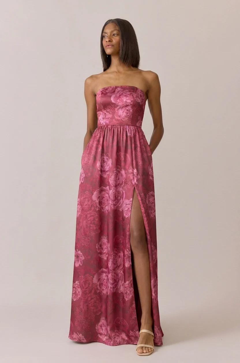 Maren Satin Floral Print Dress | Made To Order - Image 16