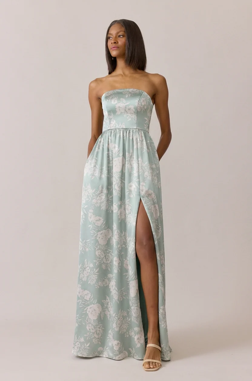 Maren Satin Floral Print Dress | Made To Order - Image 17