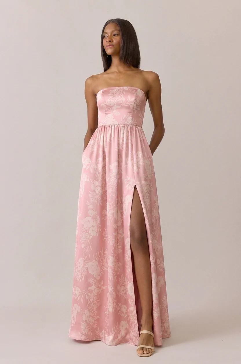 Maren Satin Floral Print Dress | Made To Order - Image 18