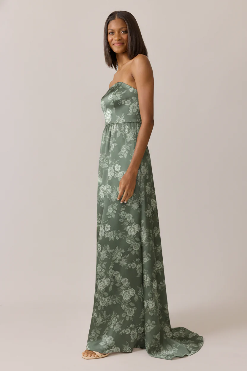 Maren Satin Floral Print Dress | Made To Order - Image 2