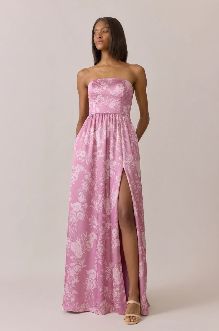 Maren Satin Floral Print Dress | Made To Order - Image 20
