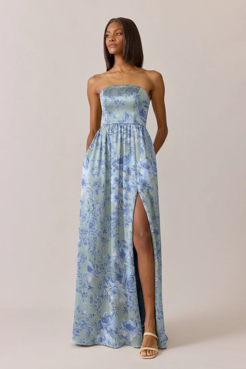 Maren Satin Floral Print Dress | Made To Order - Image 22