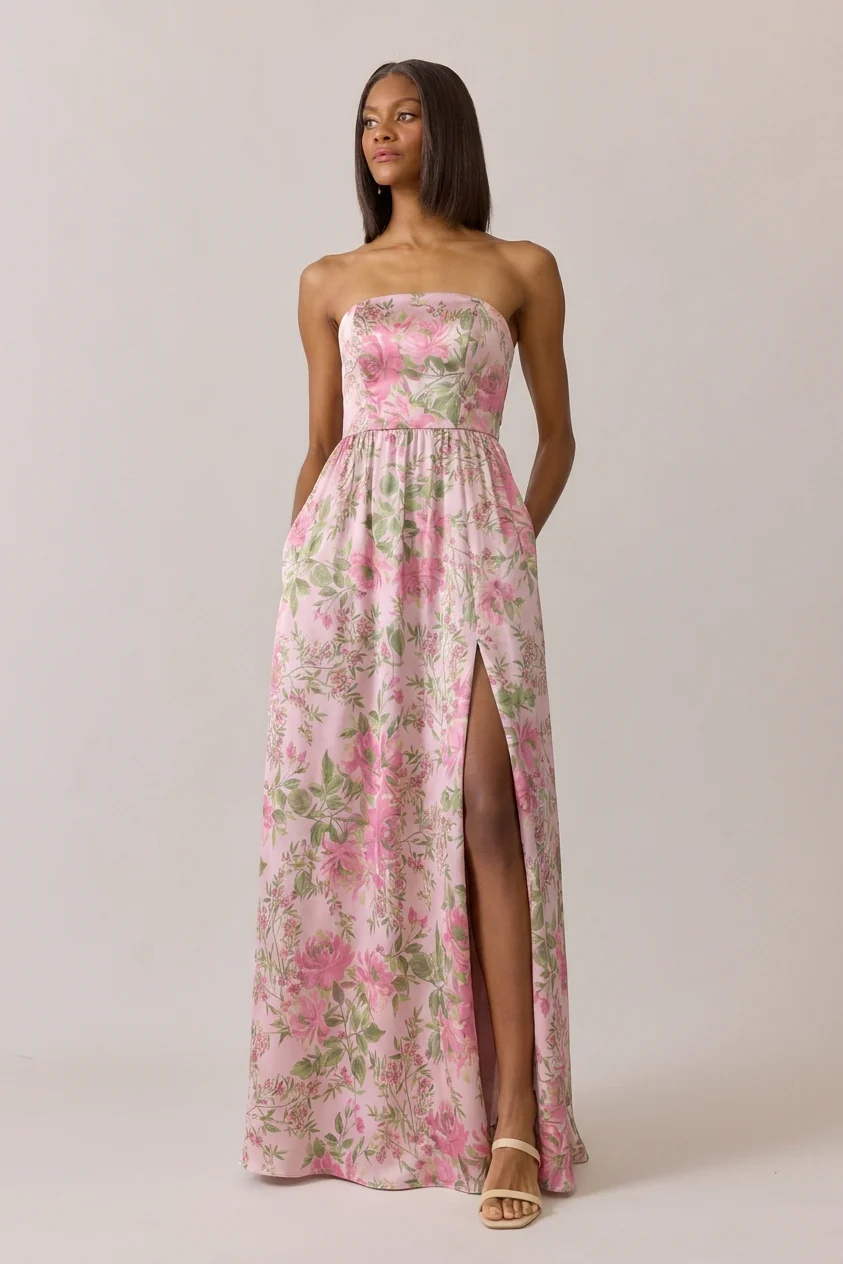 Maren Satin Floral Print Dress | Made To Order - Image 23
