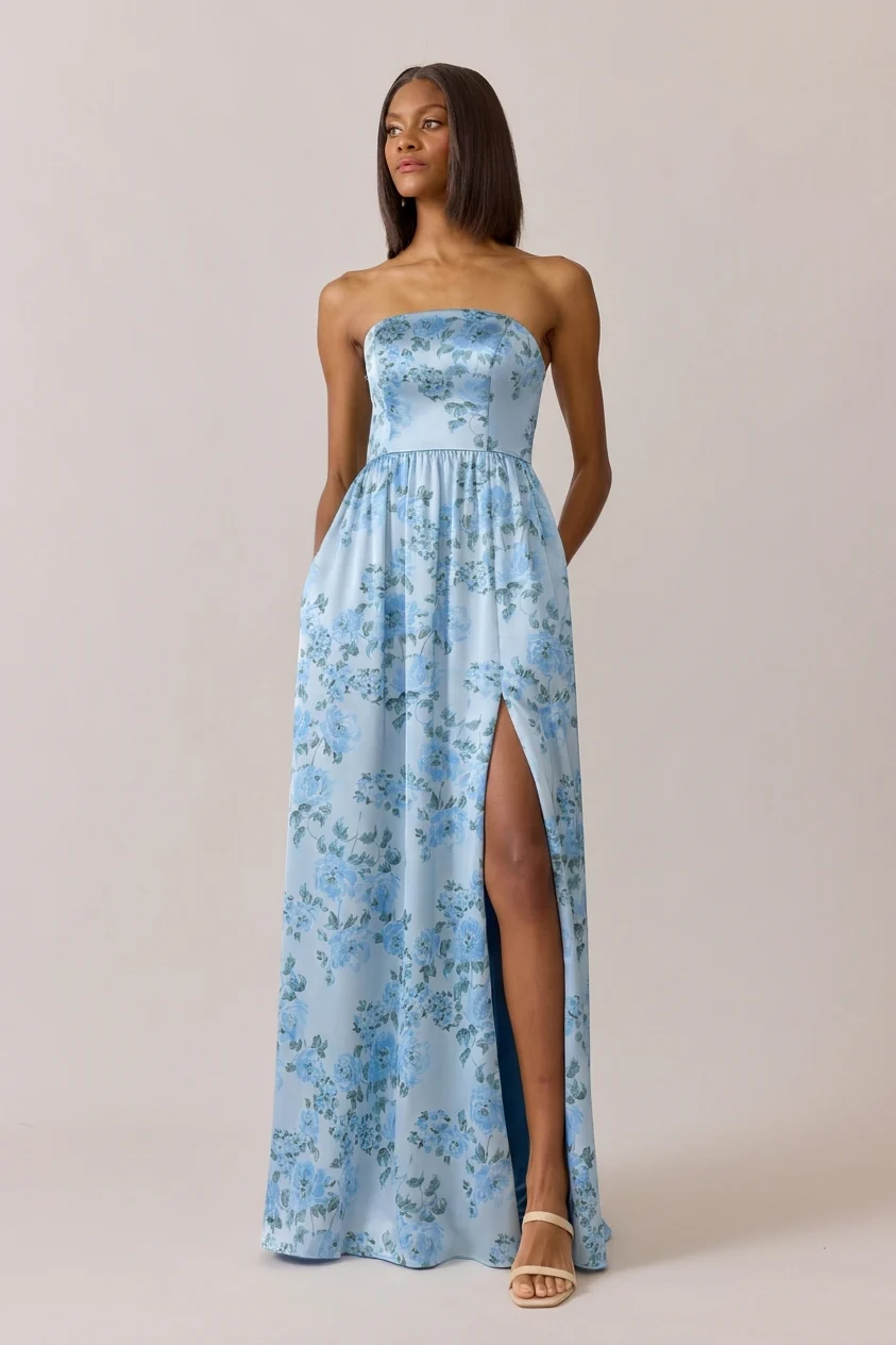 Maren Satin Floral Print Dress | Made To Order - Image 24