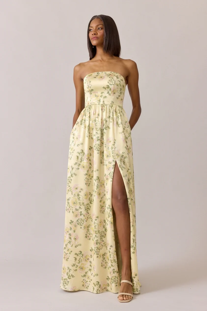 Maren Satin Floral Print Dress | Made To Order - Image 26