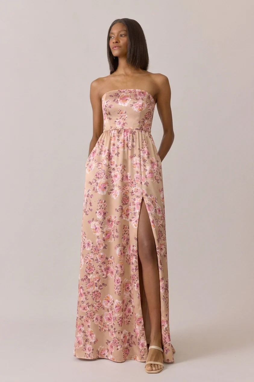 Maren Satin Floral Print Dress | Made To Order - Image 28