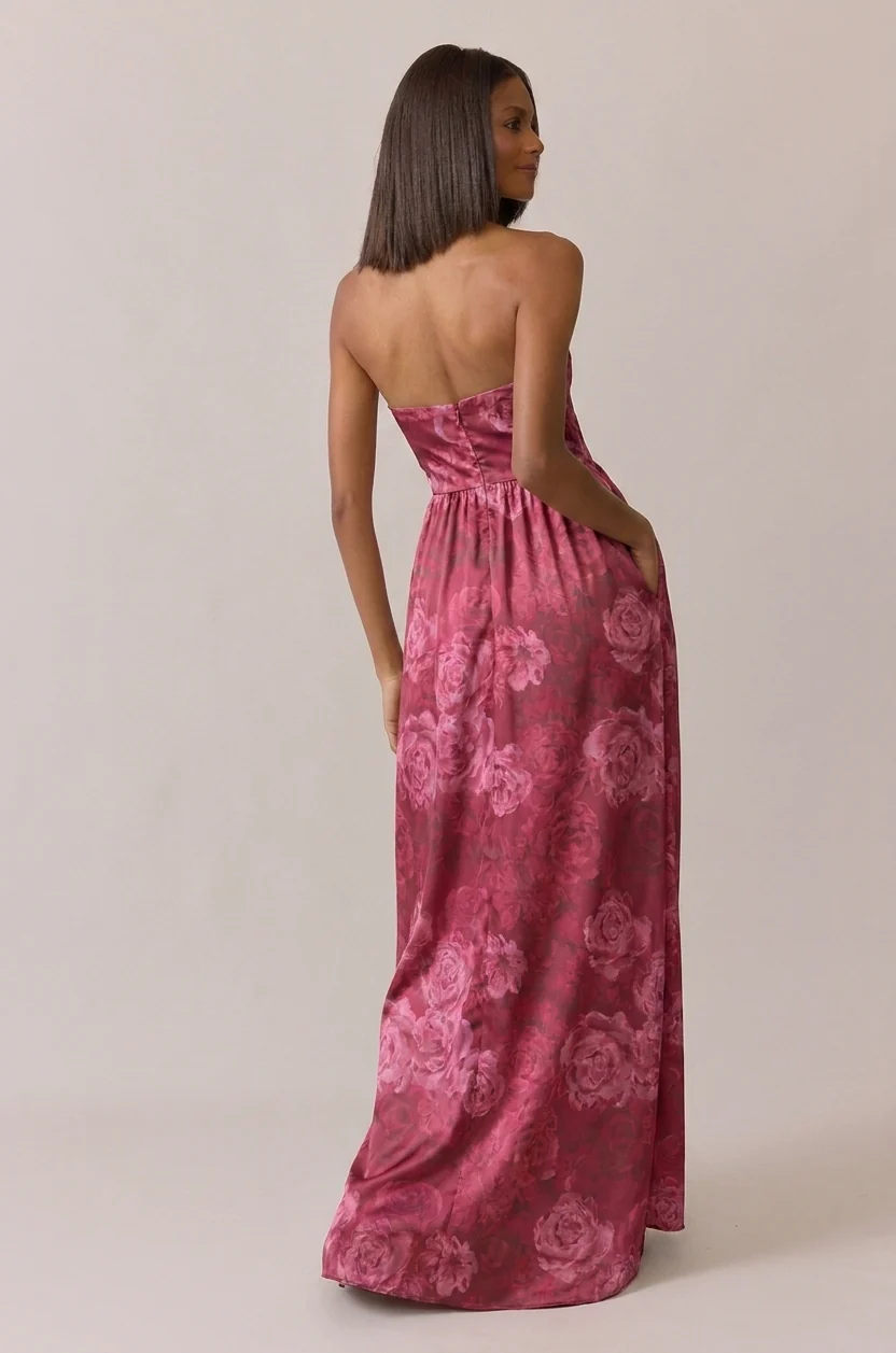 Maren Satin Floral Print Dress | Made To Order - Image 30