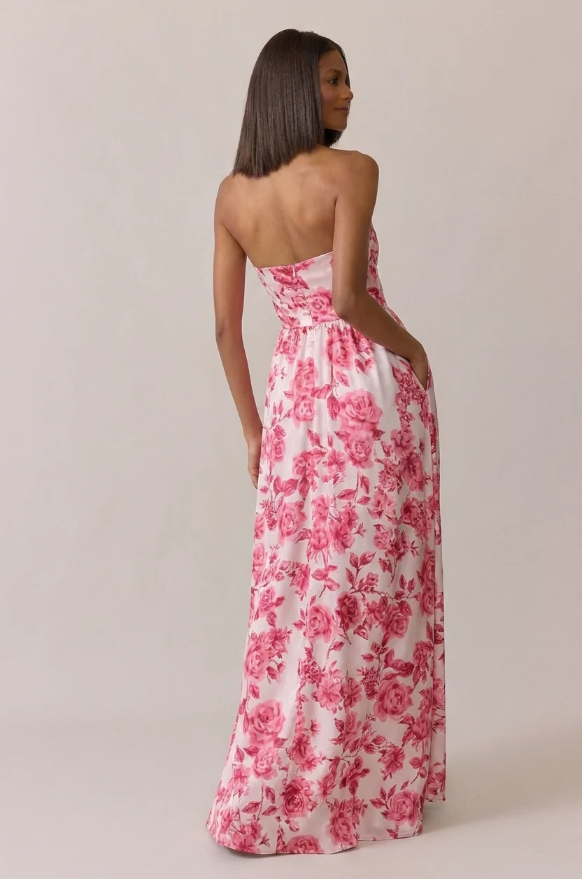 Maren Satin Floral Print Dress | Made To Order - Image 35