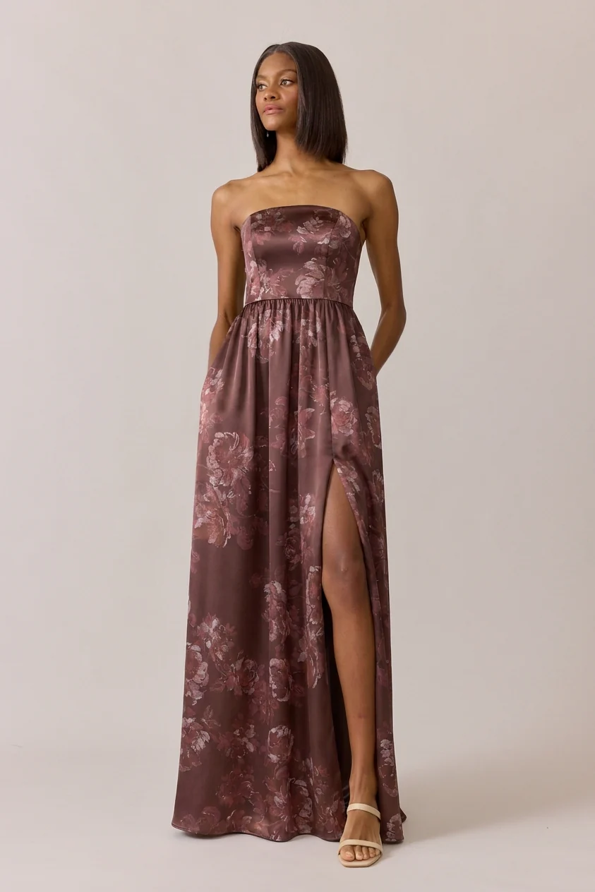 Maren Satin Floral Print Dress | Made To Order - Image 37