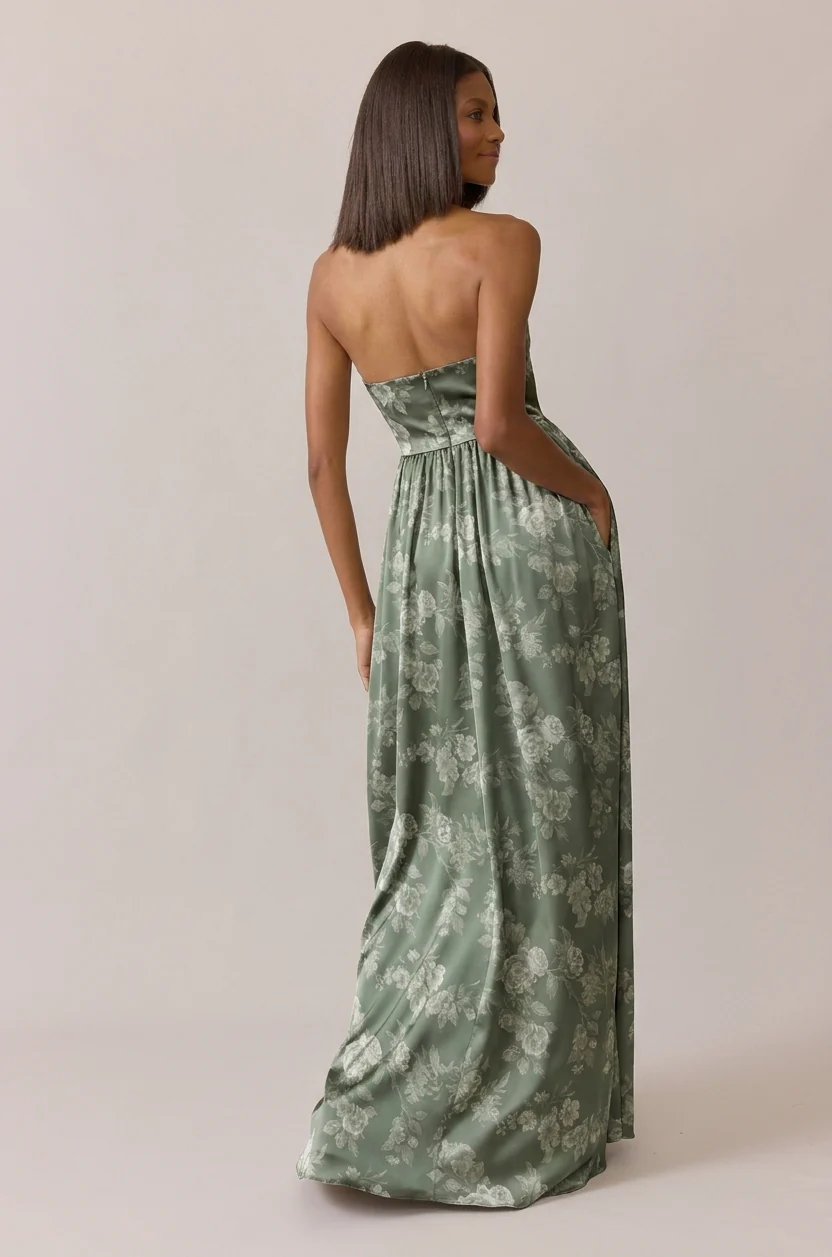 Maren Satin Floral Print Dress | Made To Order - Image 4