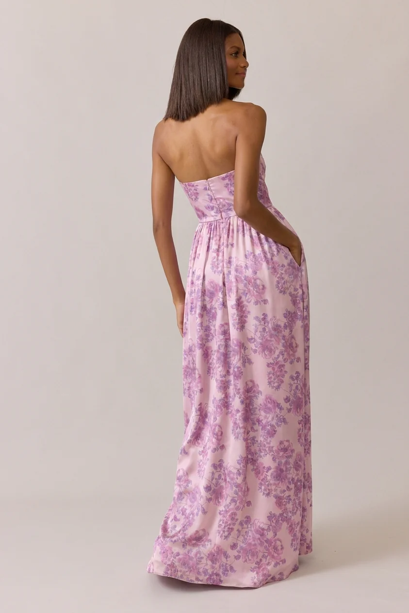 Maren Satin Floral Print Dress | Made To Order - Image 43