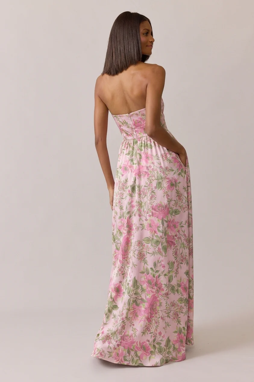 Maren Satin Floral Print Dress | Made To Order - Image 44