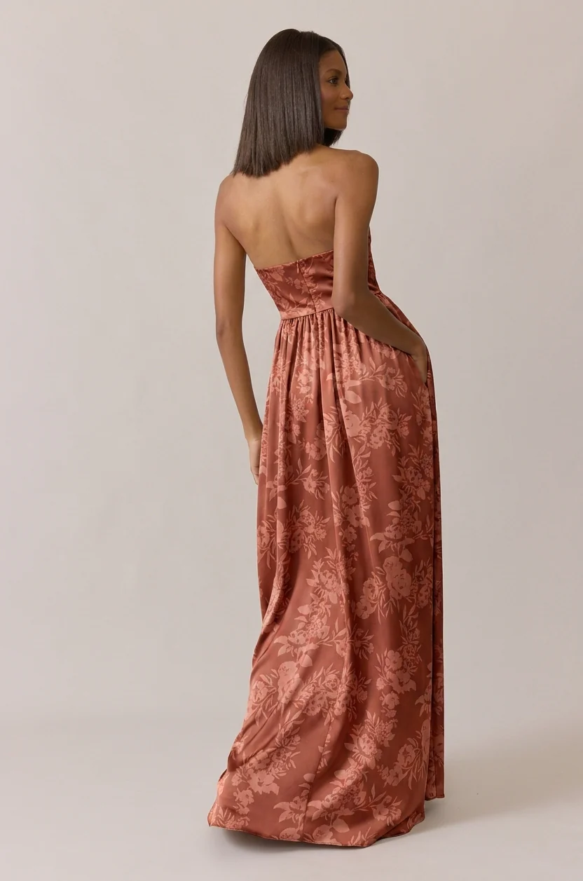 Maren Satin Floral Print Dress | Made To Order - Image 45