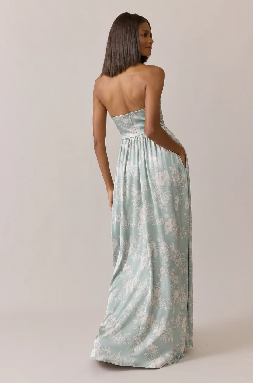 Maren Satin Floral Print Dress | Made To Order - Image 46