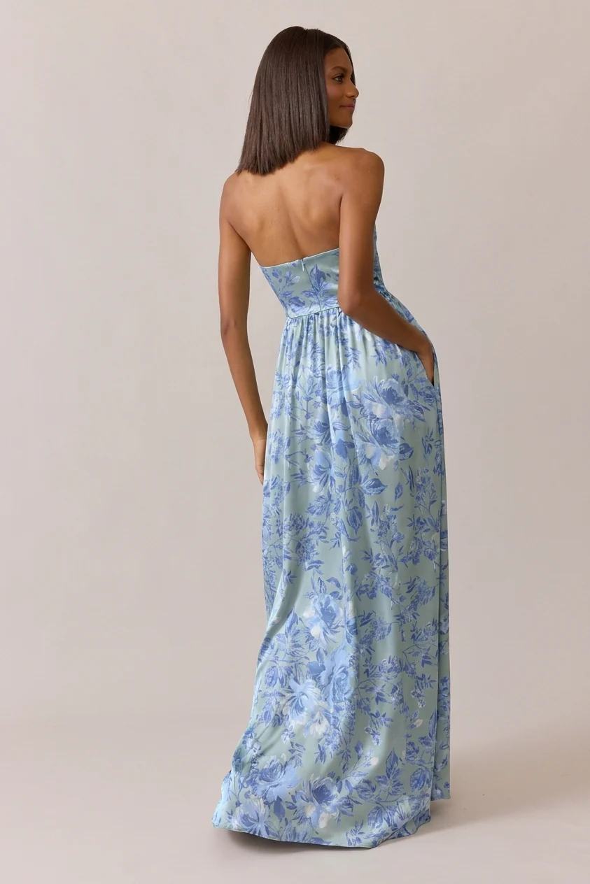 Maren Satin Floral Print Dress | Made To Order - Image 47