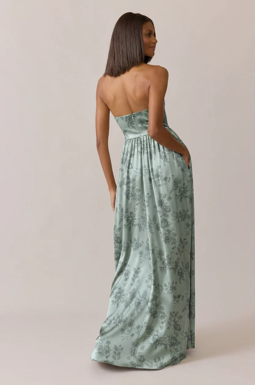 Maren Satin Floral Print Dress | Made To Order - Image 49
