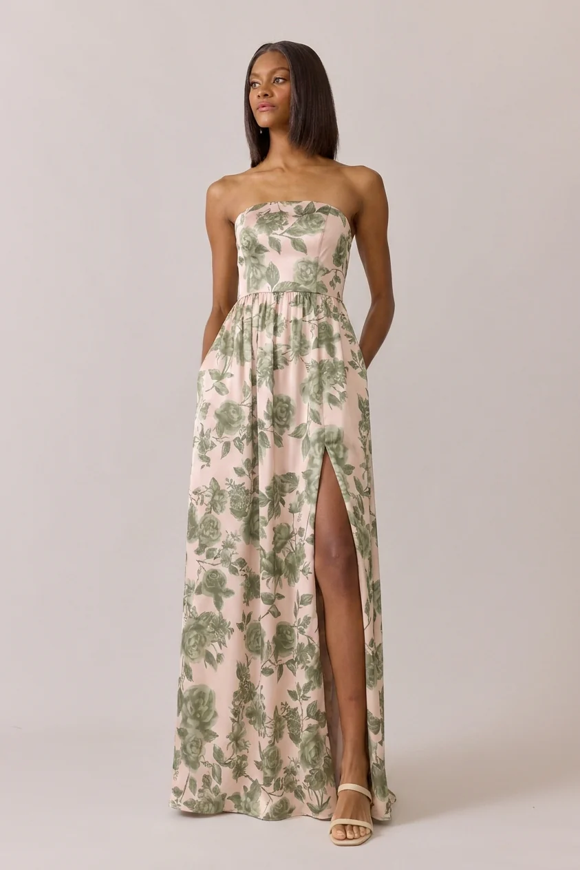 Maren Satin Floral Print Dress | Made To Order - Image 53