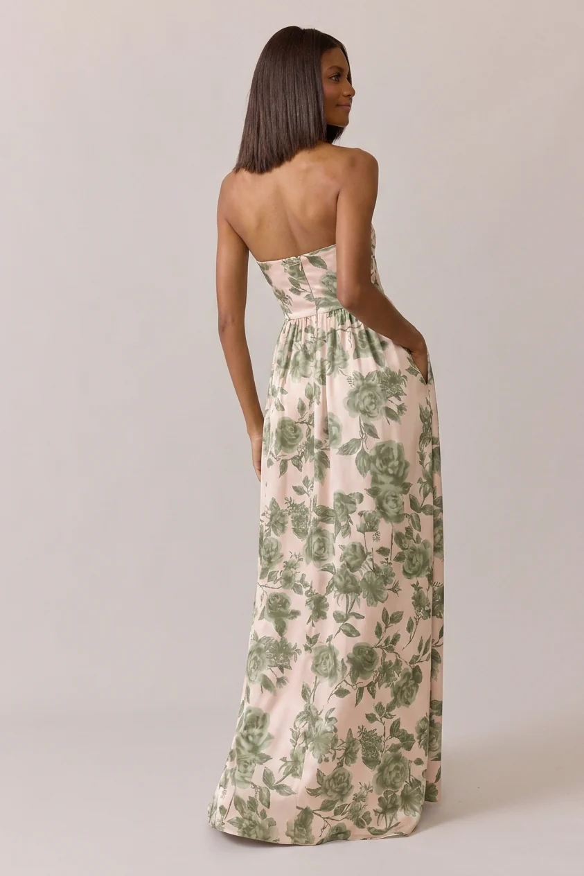 Maren Satin Floral Print Dress | Made To Order - Image 54
