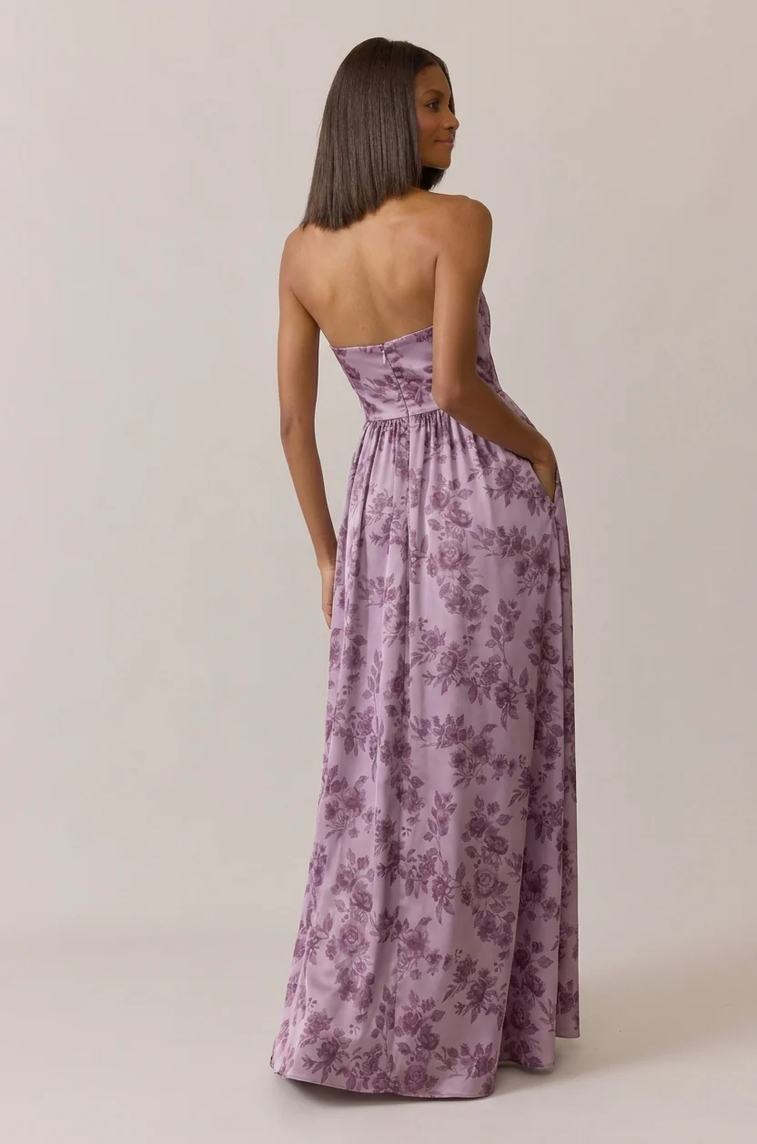 Maren Satin Floral Print Dress | Made To Order - Image 56