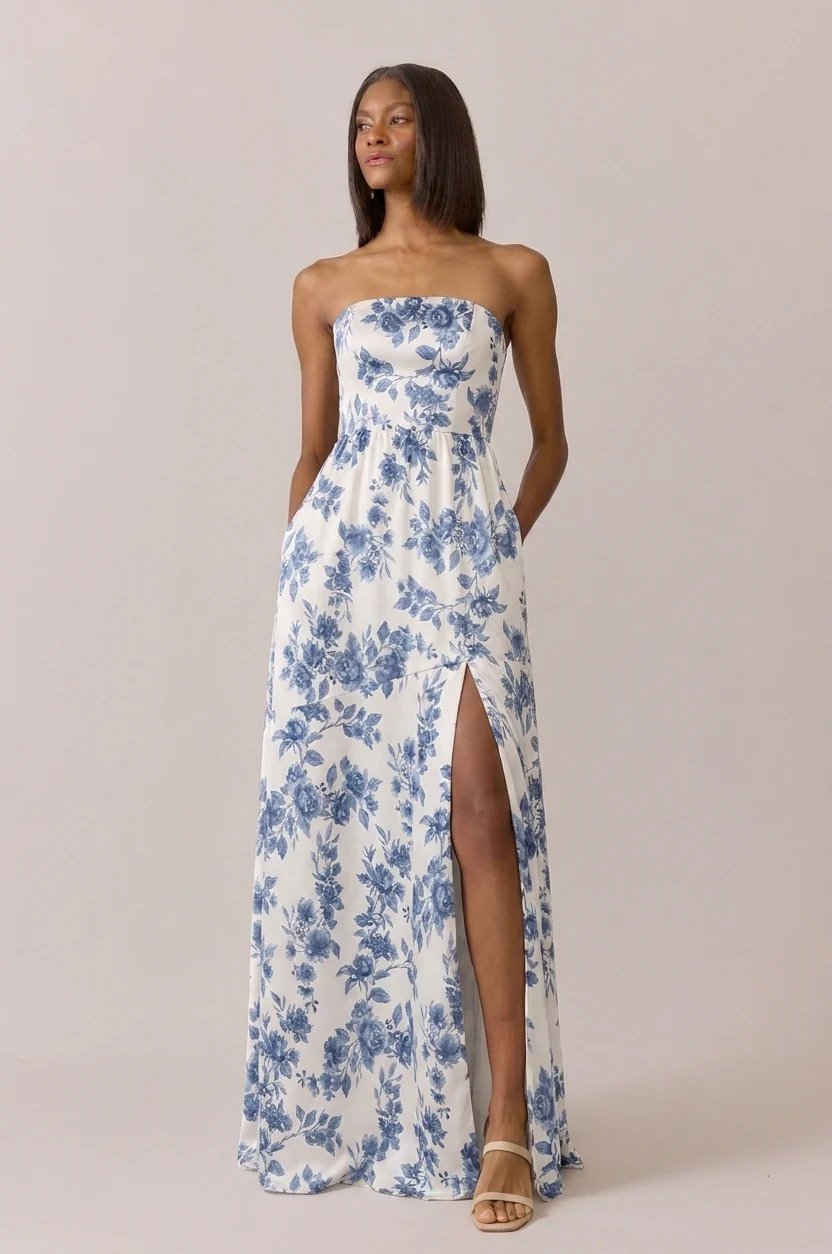 Maren Satin Floral Print Dress | Made To Order - Image 7