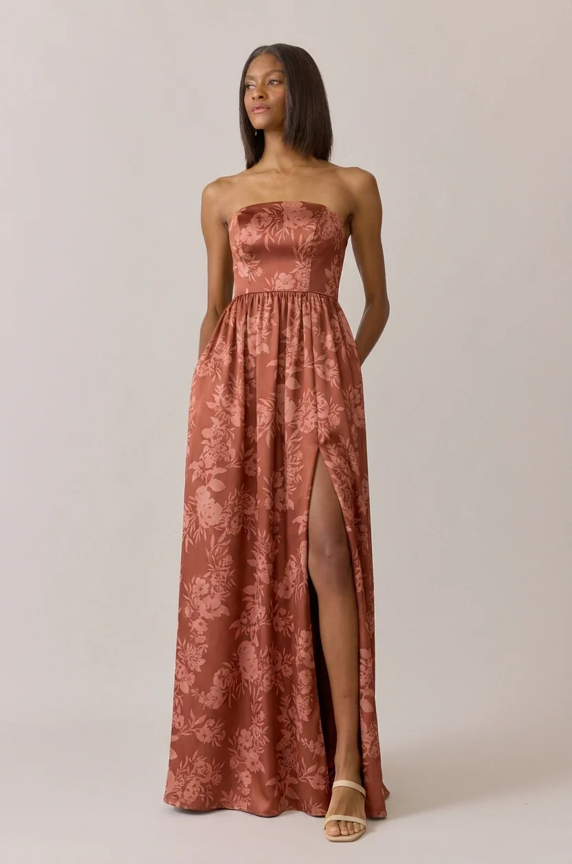 Maren Satin Floral Print Dress | Made To Order - Image 9