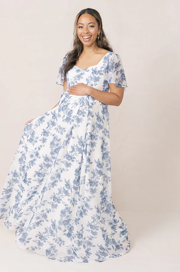 Maternity Madeline Convertible Chiffon Floral Print Dress | Made To Order