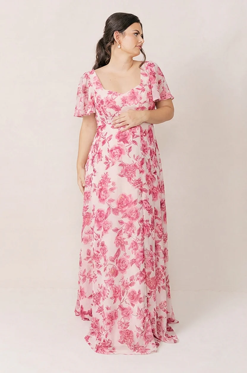 Maternity Madeline Convertible Chiffon Floral Print Dress | Made To Order - Image 19