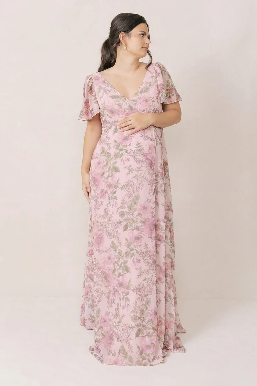 Maternity Madeline Convertible Chiffon Floral Print Dress | Made To Order - Image 25