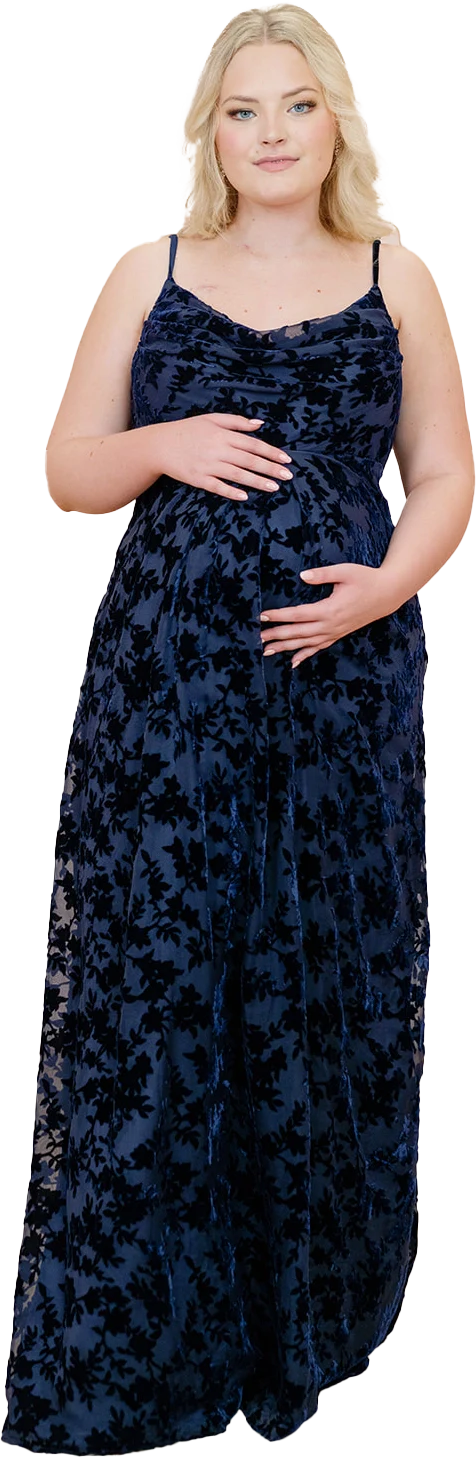 Maternity Skye Floral Burnout Velvet Dress | Made To Order - Image 20