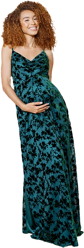 Maternity Skye Floral Burnout Velvet Dress | Made To Order - Image 26