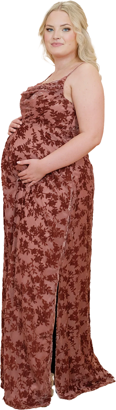 Maternity Skye Floral Burnout Velvet Dress | Made To Order - Image 27