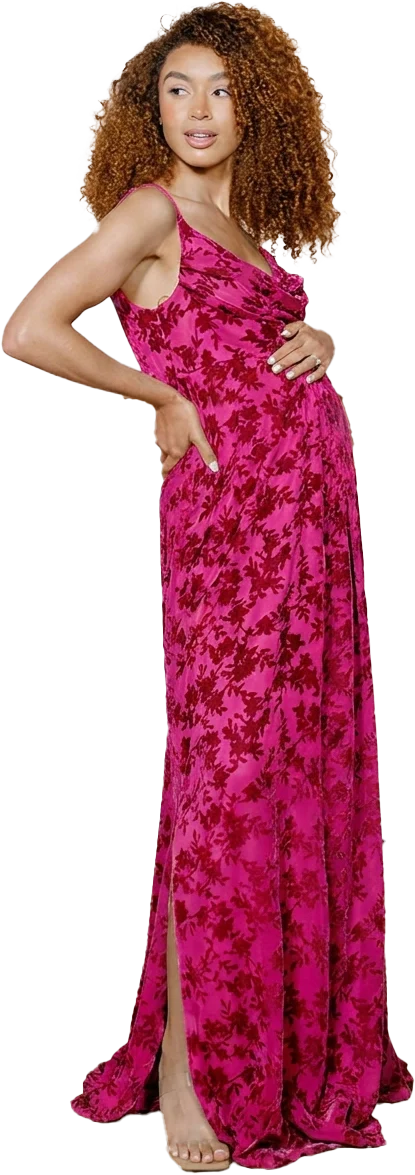 Maternity Skye Floral Burnout Velvet Dress | Made To Order - Image 29