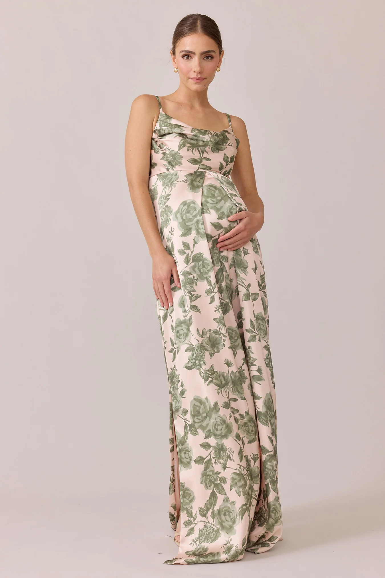 Maternity Skye Satin Floral Print Dress | Made To Order