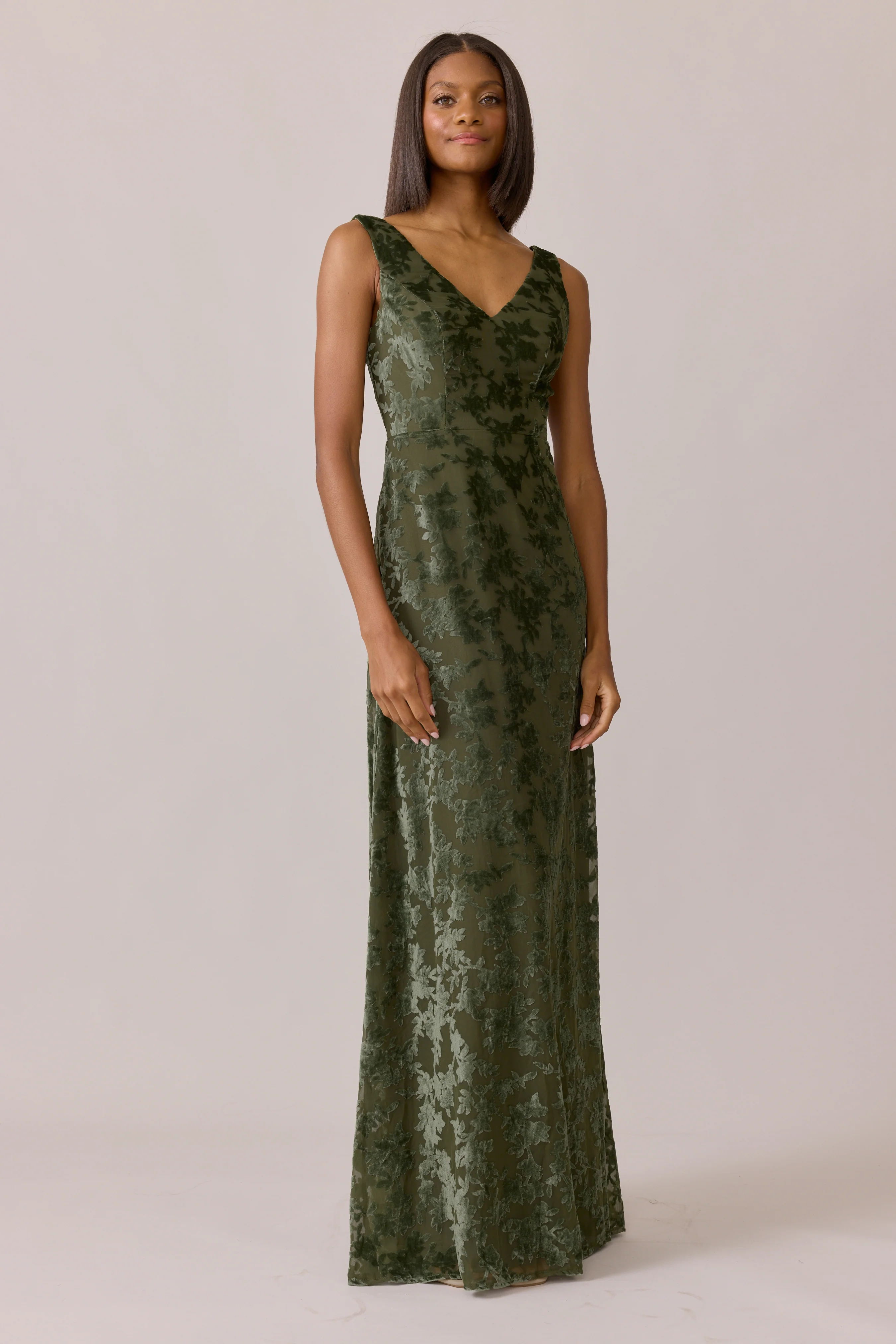 Floral Burnout Velvet Mega Swatch | Ready To Ship | Deep Olive - Image 2