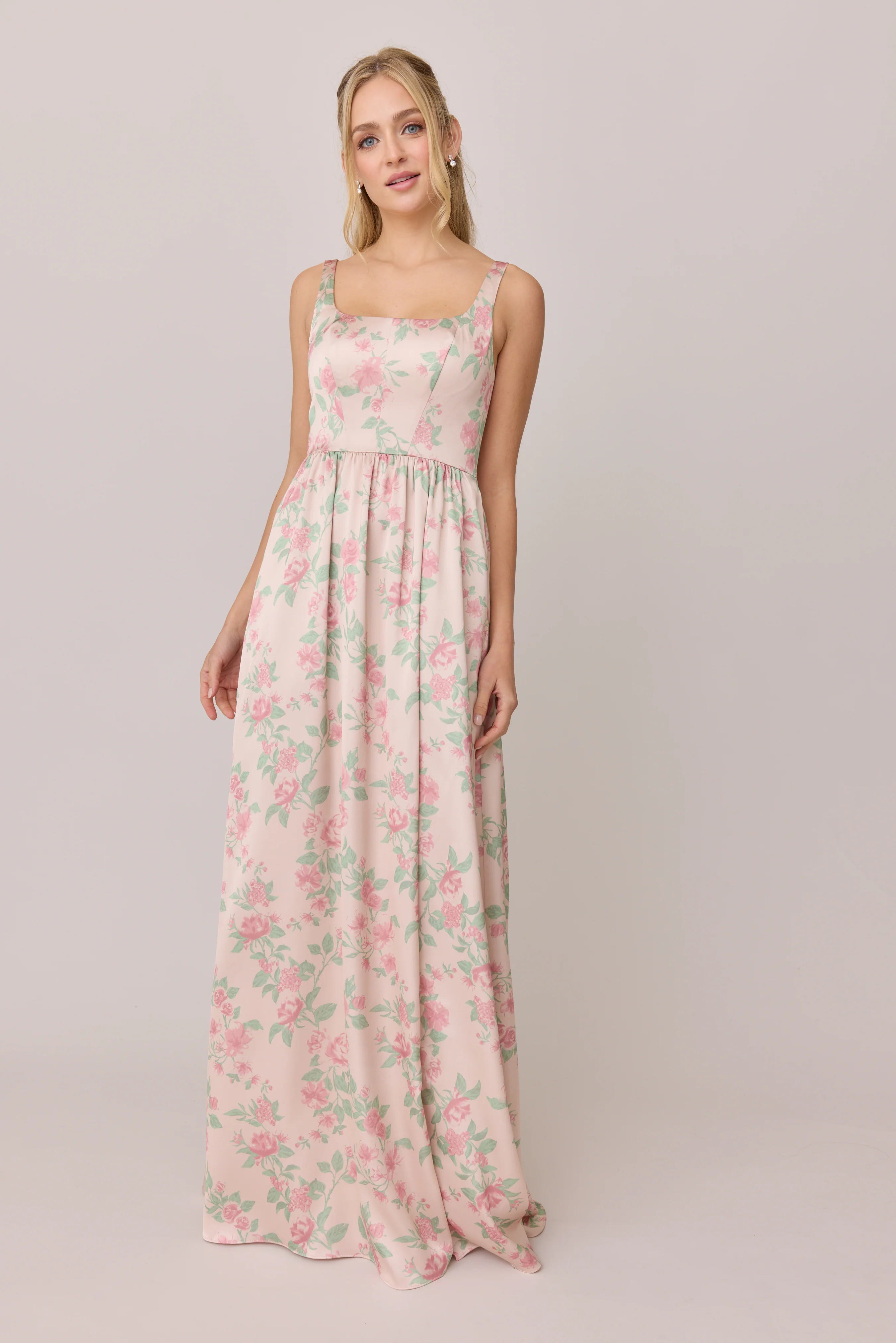 Satin Floral Print Mega Swatch | Ready To Ship | Blushing Bride Bouquet - Image 2