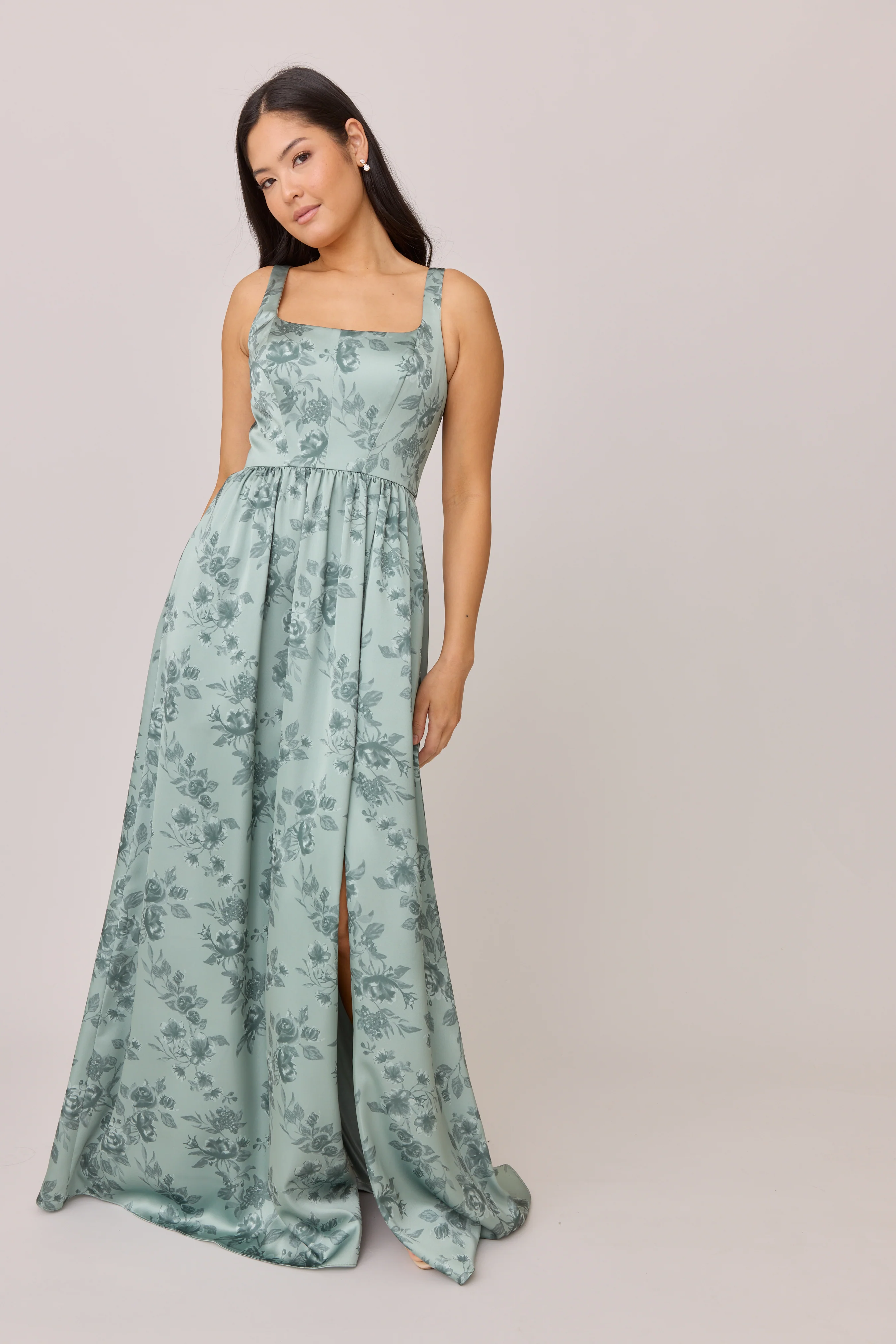 Satin Floral Print Mega Swatch | Ready To Ship | Sage Bouquet - Image 2