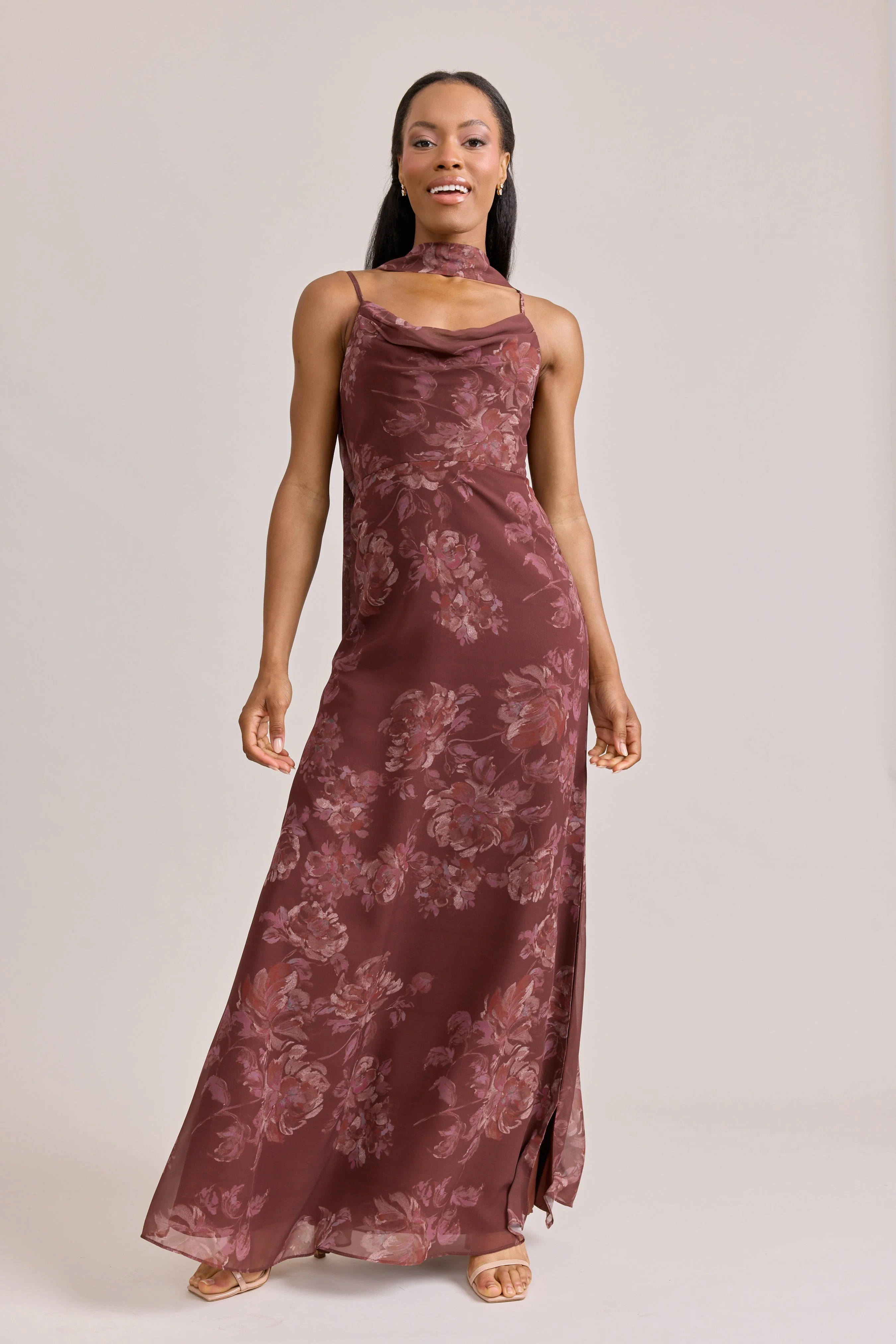 Nadia Chiffon Floral Print Dress | Made To Order - Image 53