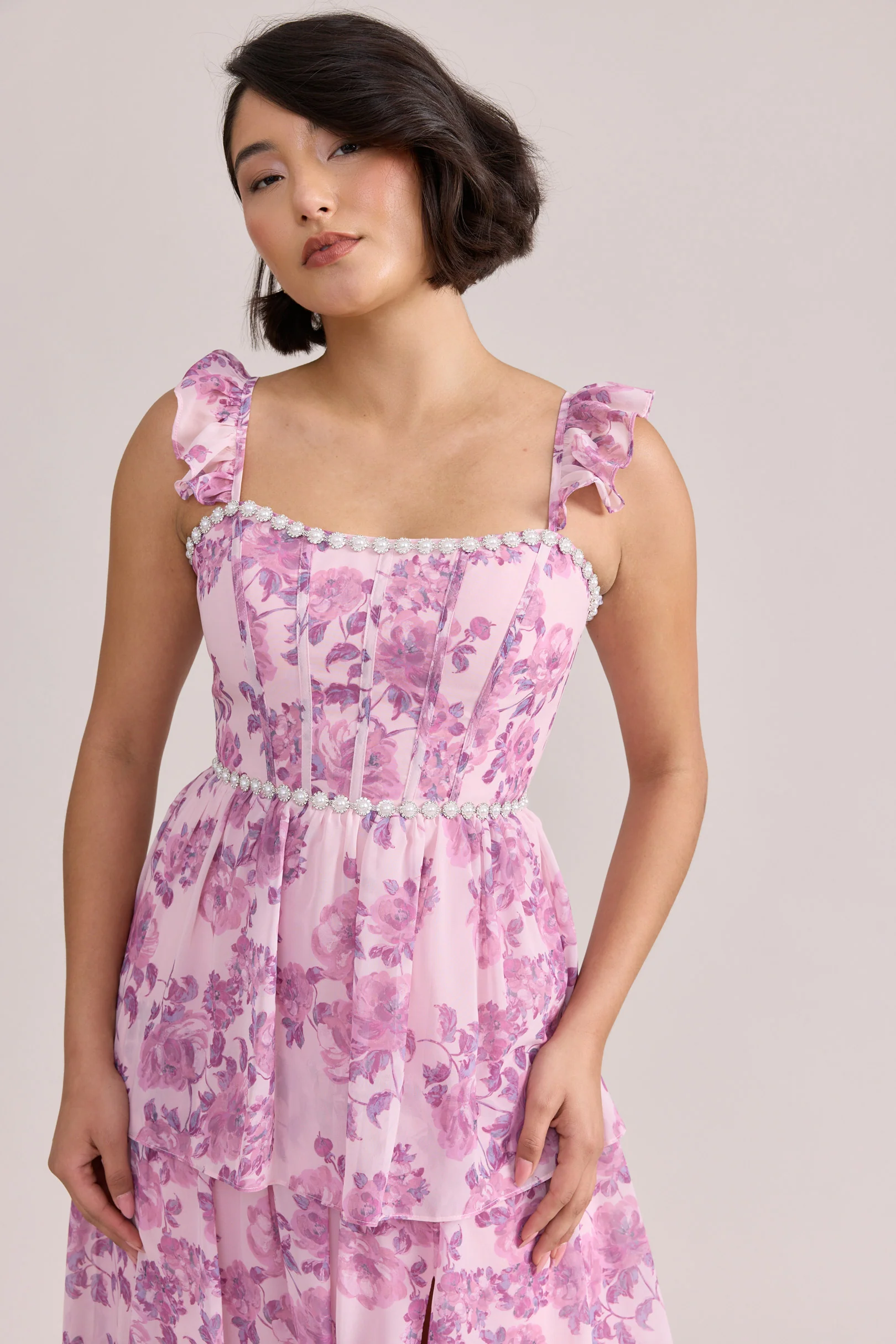 Poppy Luxe Chiffon Floral Print Dress | Made To Order - Image 2