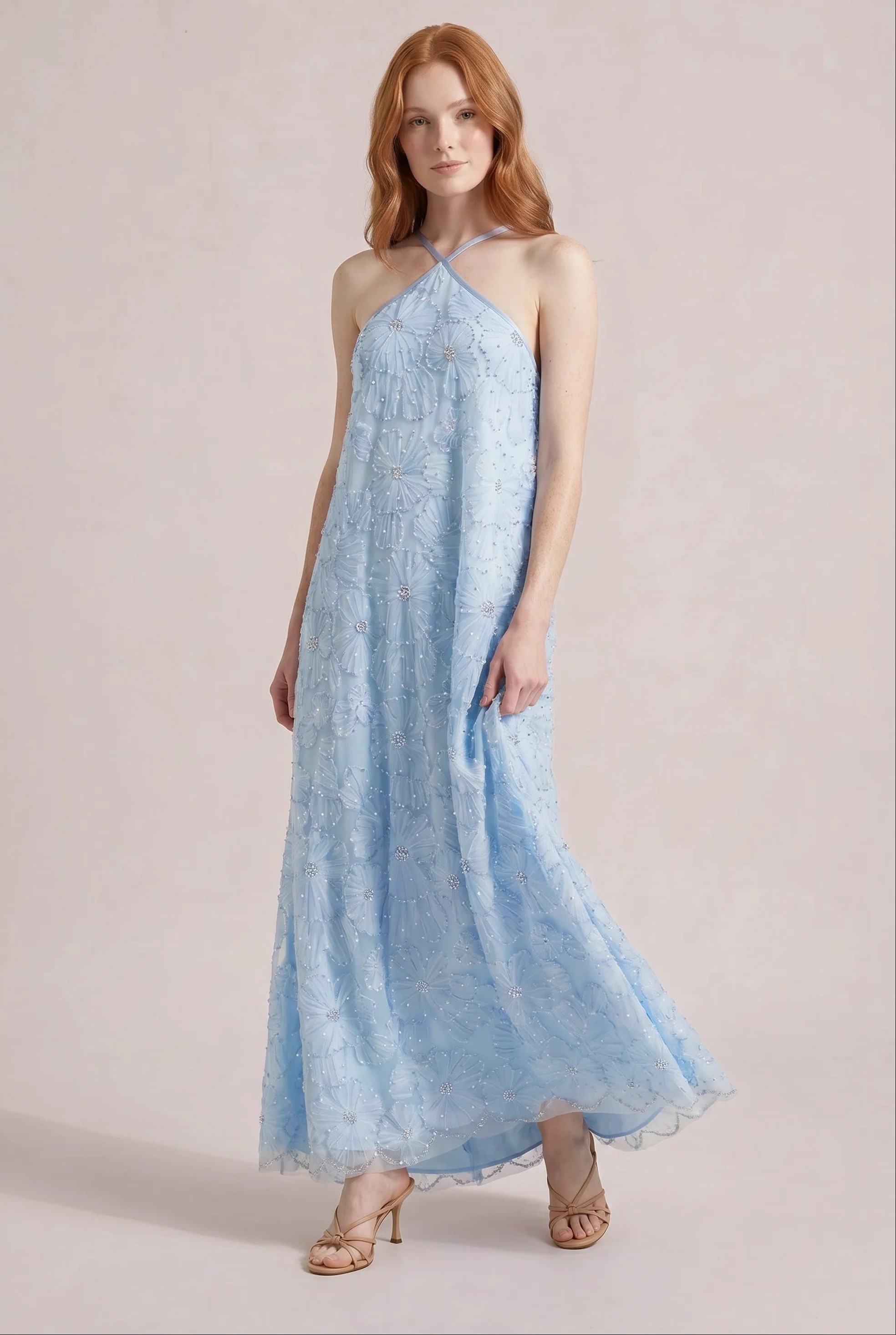 Rayne Beaded Floral Dress | Ready To Ship | Sky Blue