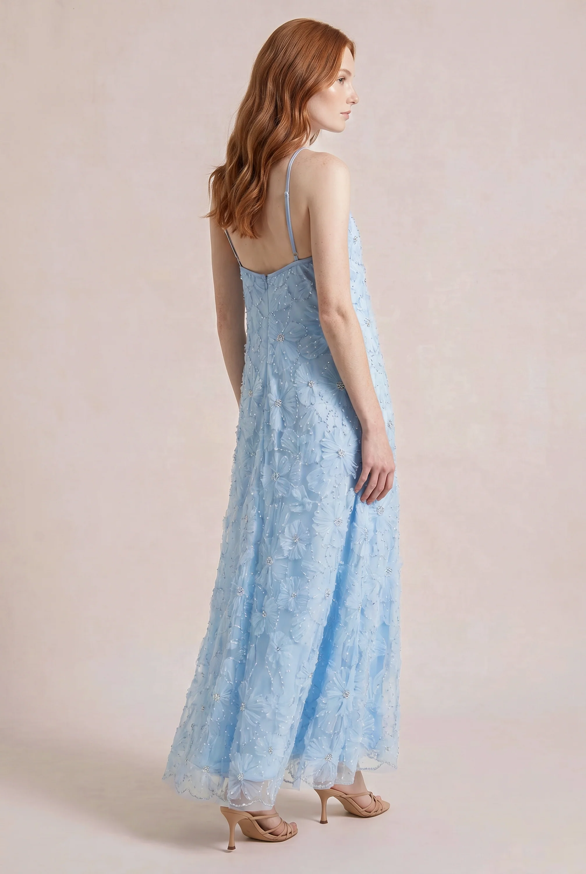 Rayne Beaded Floral Dress | Ready To Ship | Sky Blue - Image 3